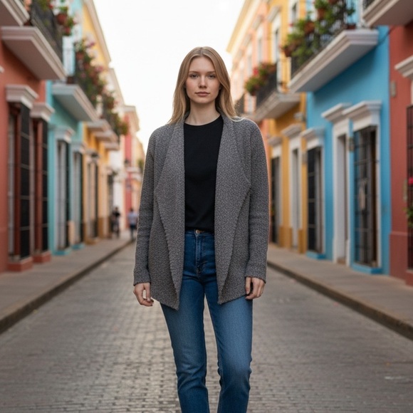 LOFT Sweaters - LOFT Charcoal Women's Open Front Cardigan